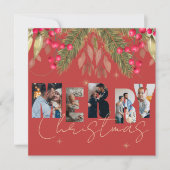 Frohe Weihnachts Multi Foto Red Gold Weihnachtskar (Vorderseite)