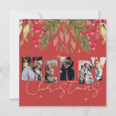 Frohe Weihnachts Multi Foto Red Gold Weihnachtskar (Vorderseite)