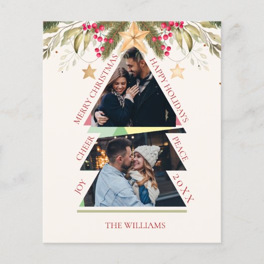 Frohe Weihnachts Multiple Foto Tree Holiday Card (Vorderseite)