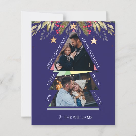 Frohe Weihnachts Multiple Foto Tree Holiday Card (Vorderseite)