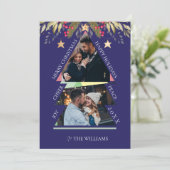 Frohe Weihnachts Multiple Foto Tree Holiday Card (Stehend Vorderseite)