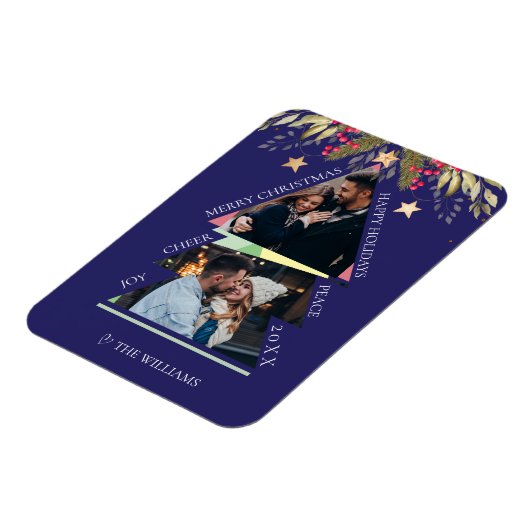 Frohe Weihnachts Multiple Foto Tree Holiday Card Magnet (Linke Seite)