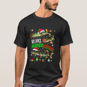 Frohe Weihnachts Musky Three Santa Muskies Fisher  T-Shirt