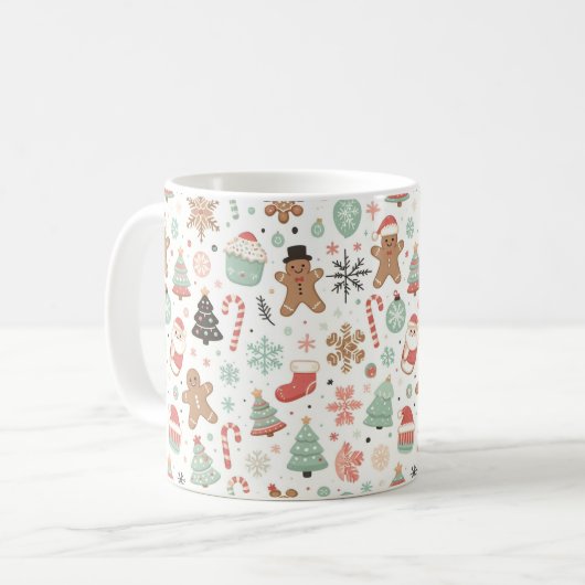 Frohe Weihnachts-Muster Joy Kaffeetasse (Vorderseite Links)