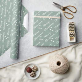 Frohe Weihnachts Muster Sage Green Geschenkpapier