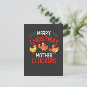Frohe Weihnachts Mutter Cluckers Rooaster Xmas Feiertagspostkarte (Stehend Vorderseite)