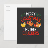 Frohe Weihnachts Mutter Cluckers Rooaster Xmas Feiertagspostkarte (Vorne/Hinten)