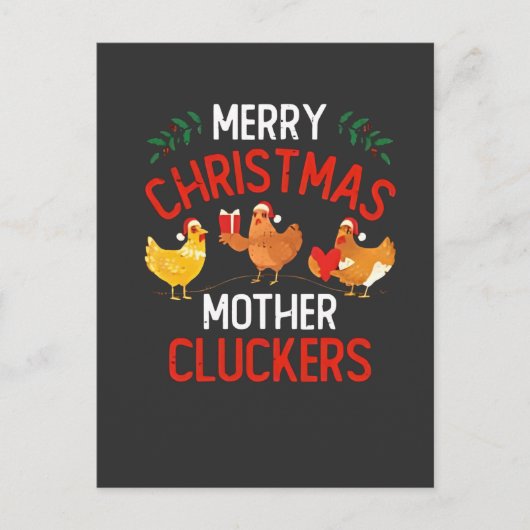 Frohe Weihnachts Mutter Cluckers Rooaster Xmas Feiertagspostkarte (Vorderseite)