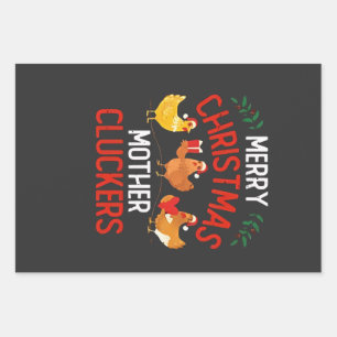 Frohe Weihnachts Mutter Cluckers Rooaster Xmas Geschenkpapier Set