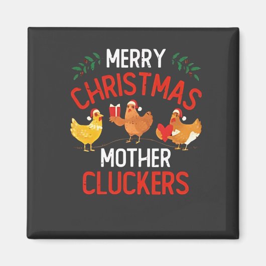 Frohe Weihnachts Mutter Cluckers Rooaster Xmas Magnet (Vorne)
