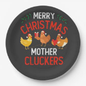 Frohe Weihnachts Mutter Cluckers Rooaster Xmas Pappteller (Vorderseite)