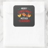 Frohe Weihnachts Mutter Cluckers Rooaster Xmas Quadratischer Aufkleber (Tasche)