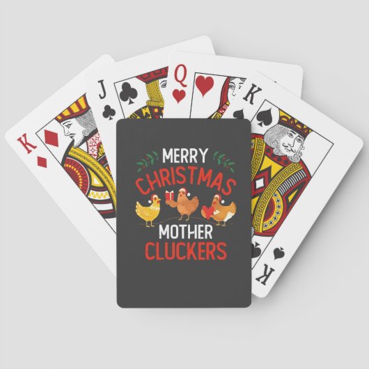 Frohe Weihnachts Mutter Cluckers Rooaster Xmas Spielkarten (Rückseite)