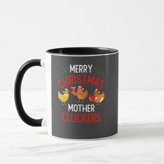Frohe Weihnachts Mutter Cluckers Rooaster Xmas Tasse (Links)