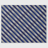 Frohe Weihnachts Navy Blau, Silver & White Streife Geschenkpapier (Flach)