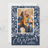 Frohe Weihnachts Navy Blue Foto Feiertagskarte (Vorderseite)