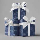 Frohe Weihnachts Navy Blue Personalisiert Geschenkpapier Set