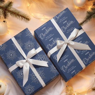 Frohe Weihnachts Navy Blue Personalisiert Geschenkpapier Set