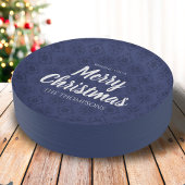 Frohe Weihnachts Navy Blue Simple Snowflake Muster Pappteller