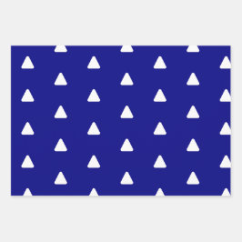 Frohe Weihnachts-Navy-White-Dreieck Geschenkpapier Set