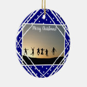 Frohe Weihnachts Navy White Modern Foto Keramik Ornament (Rechts)