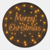 Frohe Weihnachts Neon Lights Design Runder Aufkleber (Vorderseite)
