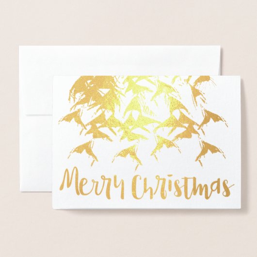 Frohe Weihnachts-Neujahr Typografie Silberfilm Folienkarte (Vorderseite mit Umschlag)