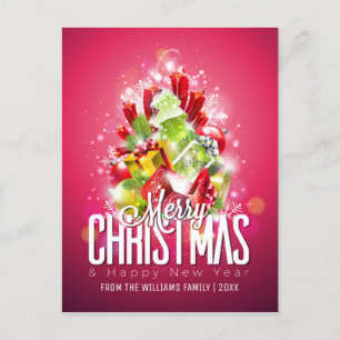 Frohe Weihnachts-Neujahrswünsche mit familiärem Fo Feiertagspostkarte