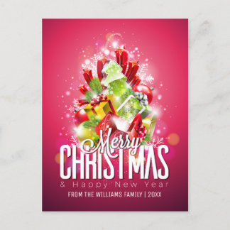 Frohe Weihnachts-Neujahrswünsche mit familiärem Fo Feiertagspostkarte