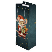 Frohe Weihnachts-Niedlich-Maus Geschenktüte Für Weinflaschen (Rückseite Schrägansicht)