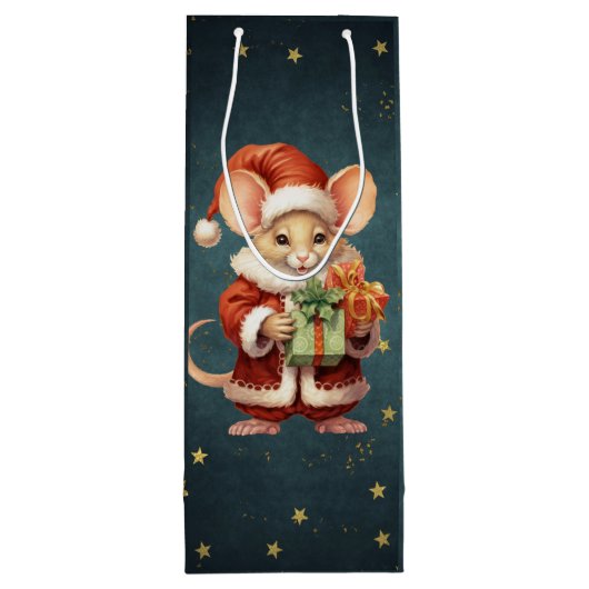 Frohe Weihnachts-Niedlich-Maus Geschenktüte Für Weinflaschen (Rückseite)