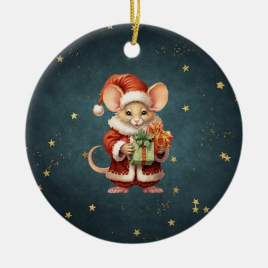 Frohe Weihnachts-Niedlich-Maus Keramik Ornament (Vorne)