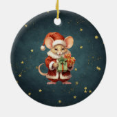 Frohe Weihnachts-Niedlich-Maus Keramik Ornament (Hinten)