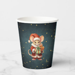 Frohe Weihnachts-Niedlich-Maus Pappbecher