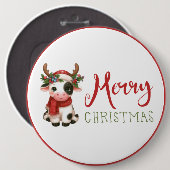 Frohe Weihnachts niedliche Kuh Button (Vorne & Hinten)