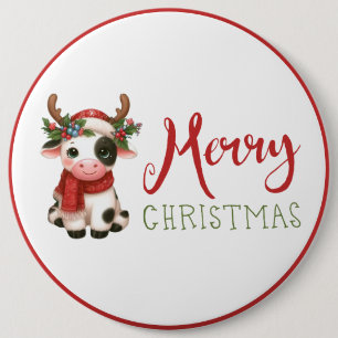 Frohe Weihnachts niedliche Kuh Button