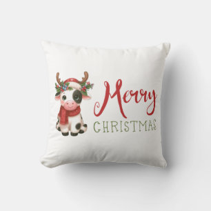 Frohe Weihnachts niedliche Kuh Kissen