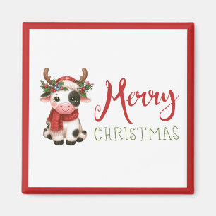 Frohe Weihnachts niedliche Kuh Magnet