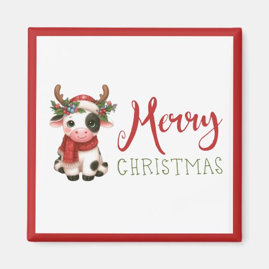 Frohe Weihnachts niedliche Kuh Magnet (Vorne)