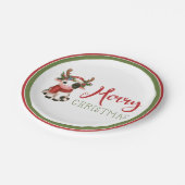 Frohe Weihnachts niedliche Kuh Pappteller (Schrägansicht)