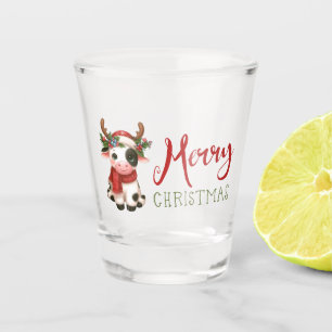 Frohe Weihnachts niedliche Kuh Schnapsglas