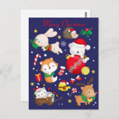 Frohe Weihnachts-Niedliche Tiere Postkarte (Vorne/Hinten)