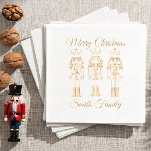 Frohe Weihnachts Nutcracker Familie Name Holiday Servietten Mit Folie