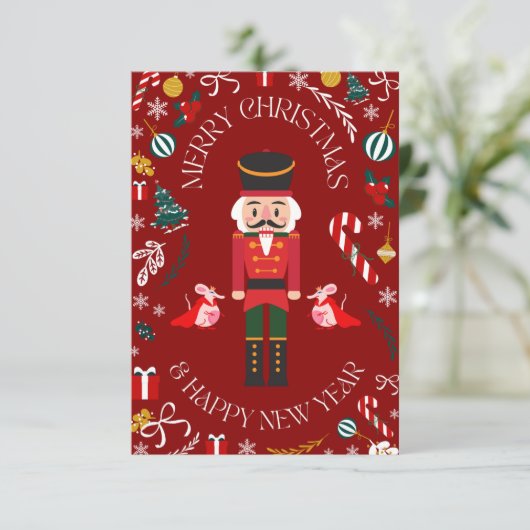 Frohe Weihnachts-Nutcracker-Karte Dankeskarte (Stehend Vorderseite)