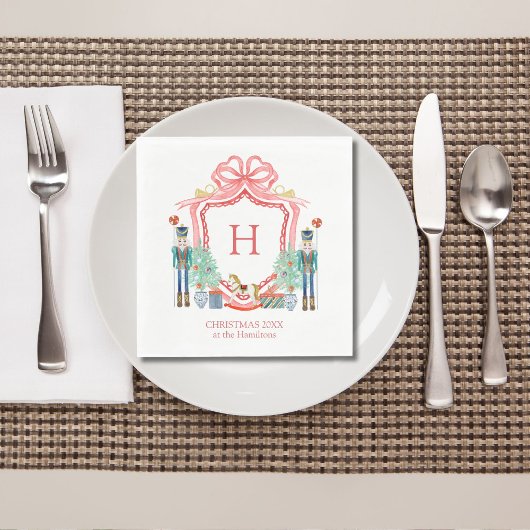 Frohe Weihnachts-Nutcracker-Monogramm Serviette