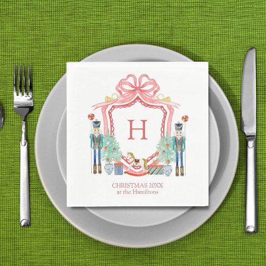 Frohe Weihnachts-Nutcracker-Monogramm Serviette