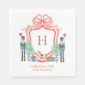Frohe Weihnachts-Nutcracker-Monogramm Serviette (Vorderseite)