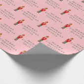 Frohe Weihnachts Nutcracker Name Pink Gray Modern Geschenkpapier (Ecke)