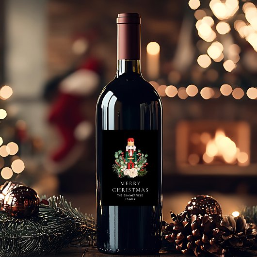 Frohe Weihnachts Nutcracker Script botanische Cust Weinetikett