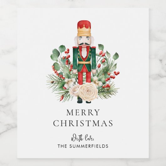Frohe Weihnachts Nutcracker Skript festliche Custo Weinetikett (Einzelnes Label)